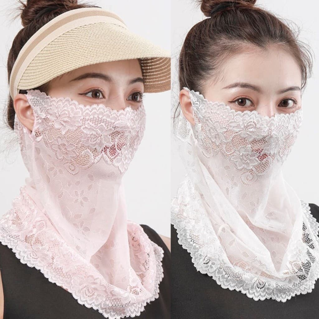 Protetor solar máscara facial temporada de verão feminino condução boca gaze antigo fada gelo seda pára-sol pendurado or