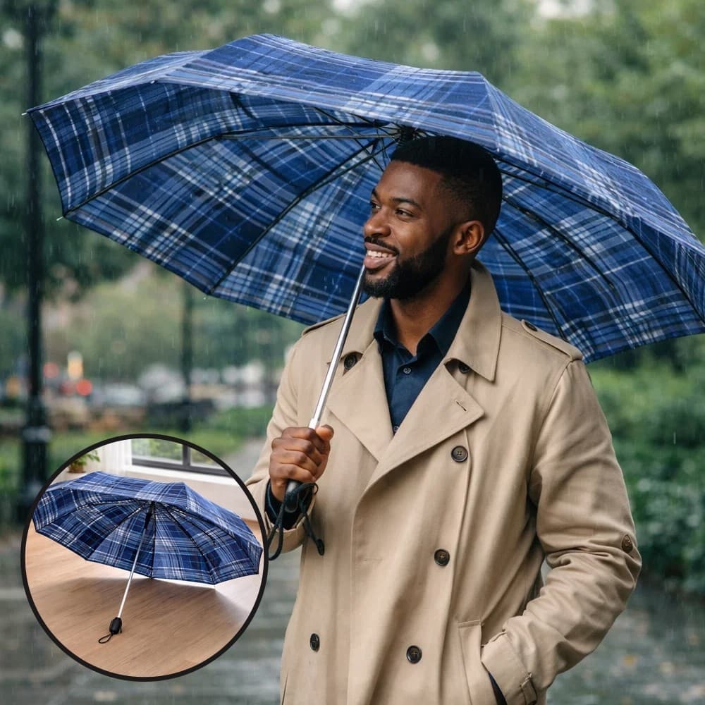 Guarda-Chuva Dobrável Estampado Compacto Resistente Leve Proteção Contra Chuvas