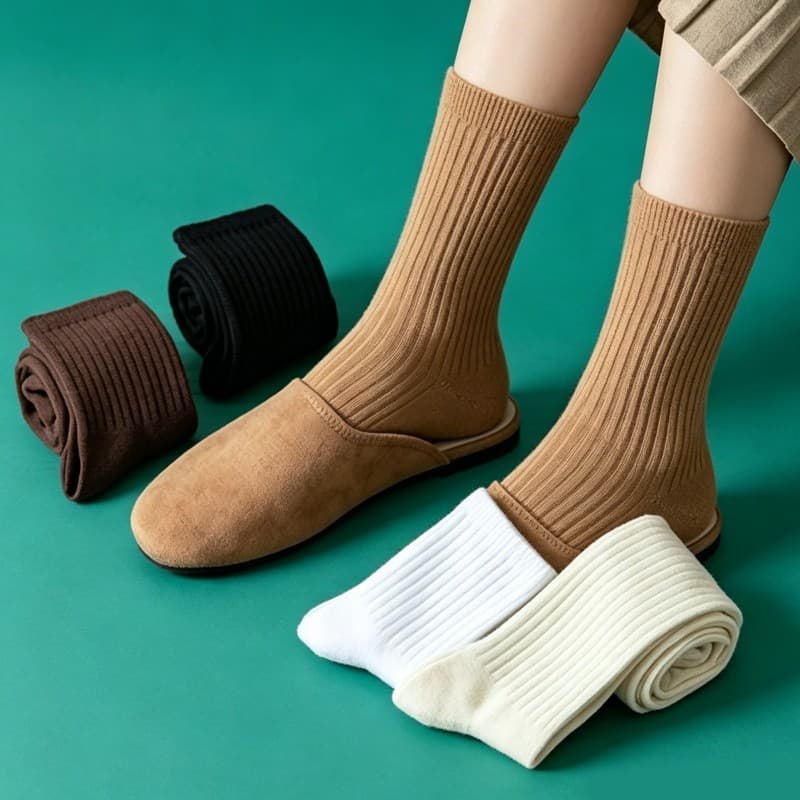 kit 12 pares de Meia cano alto feminina meia de  feminina leve anti-irritante para casa usar com chinelo