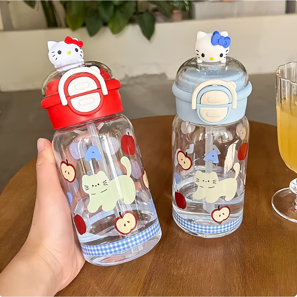 Copo de plástico de alto valor para meninas japonesas, copo duplo de canudo portátil de grande capacidade para estudante