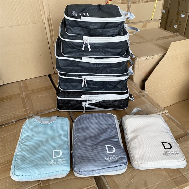 Conjunto de 5 peças cor sólida multifuncional saco de armazenamento de viagem bagagem roupas classificação expansão orga