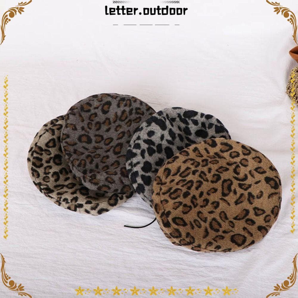 Boina Com Estampa De Leopardo LO , Boné Octogonal De Estudante Combinado , Chapéu De Pintor Versão Coreana
