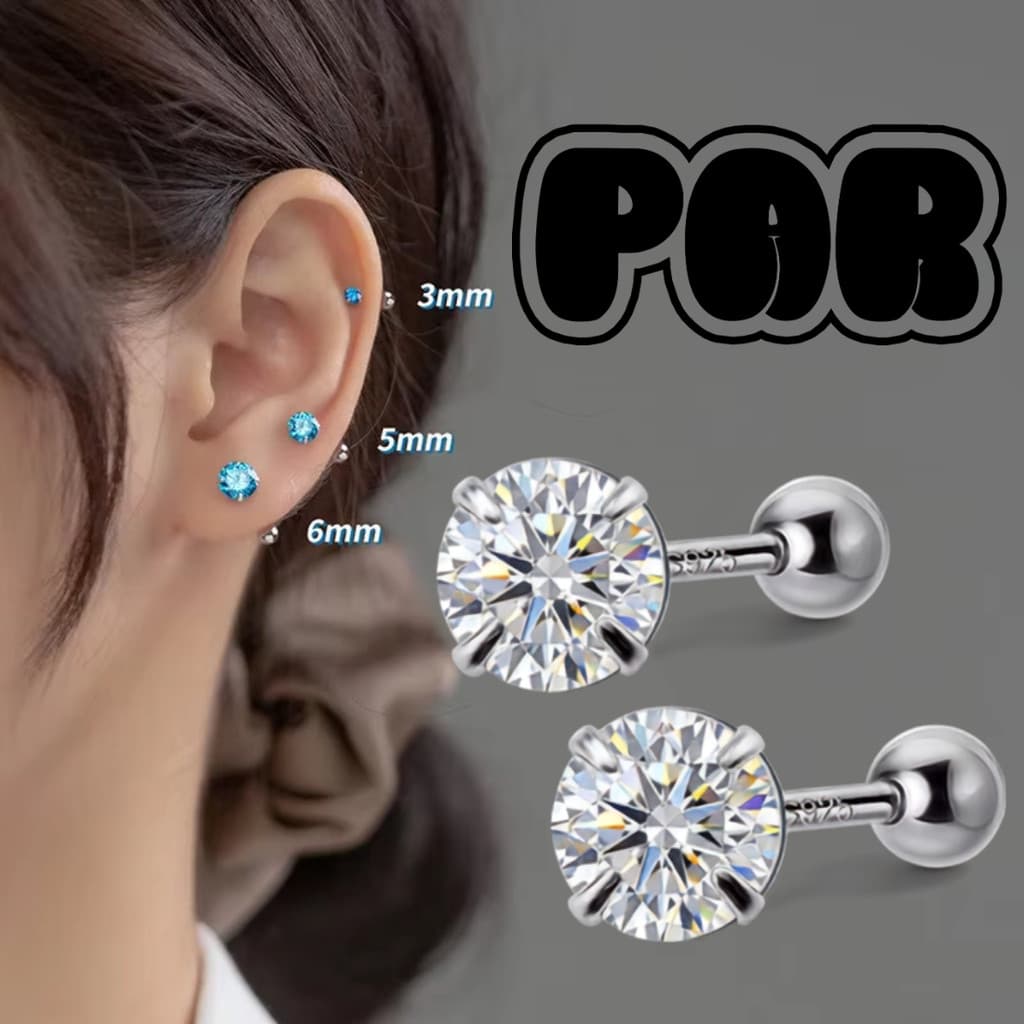 Piercing Aço Cirúrgico Antialérgico Zircônia Ponto de Luz Tragus Cartilagem