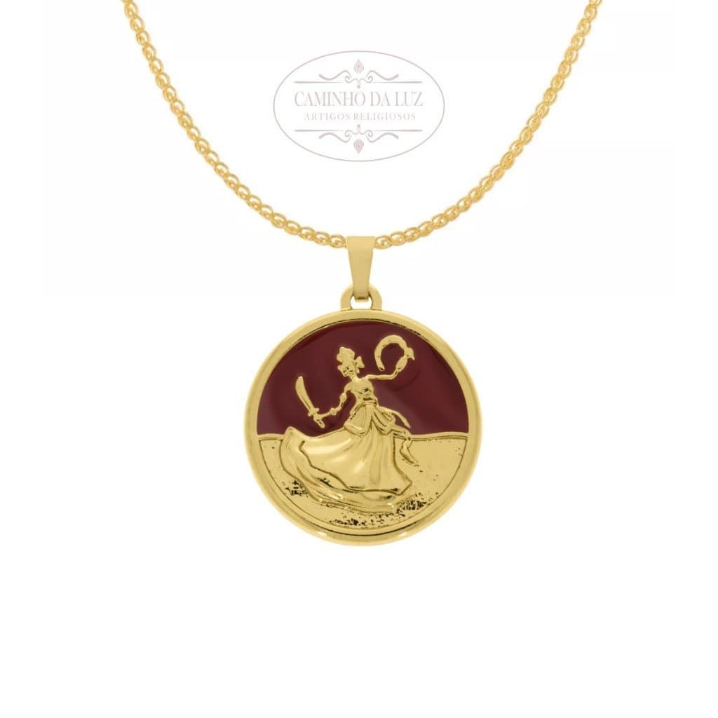 Pingente Iansã Orixá Banhado a Ouro 18k Umbanda Candomblé + Corrente 60 Cm