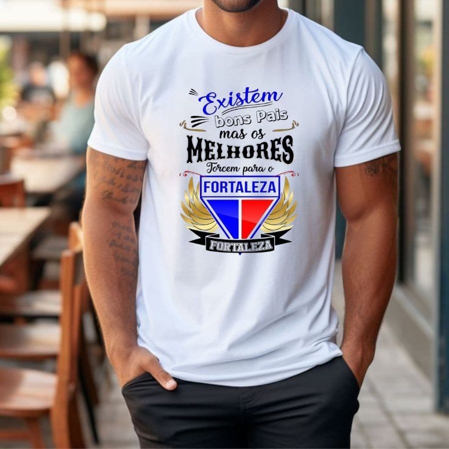 Camiseta T shirt Fortaleza Dia Dos Pais Camisa Branca Masculina