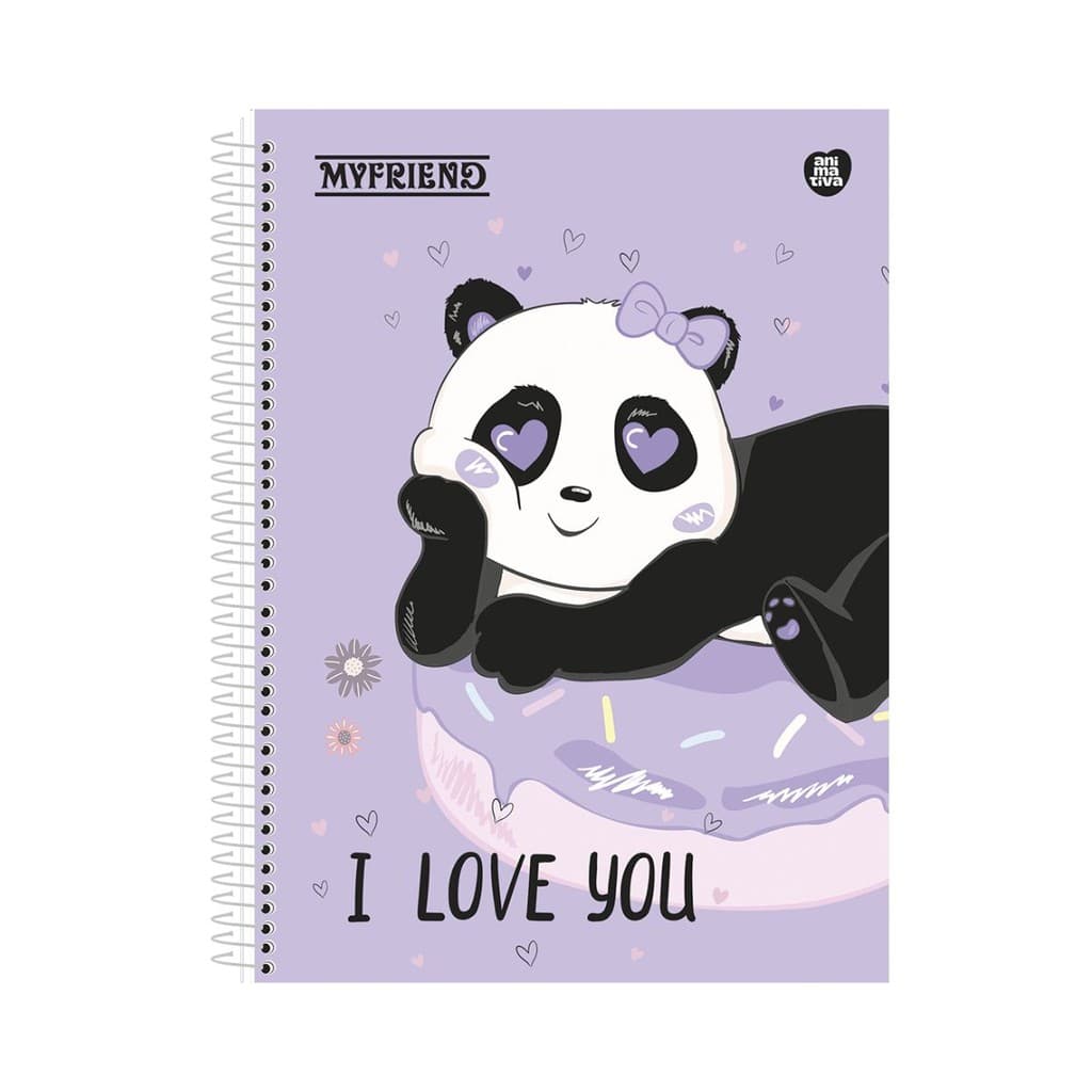 Caderno Pandinha My Friend Escolar Capa Dura 80Fs 1 Matéria