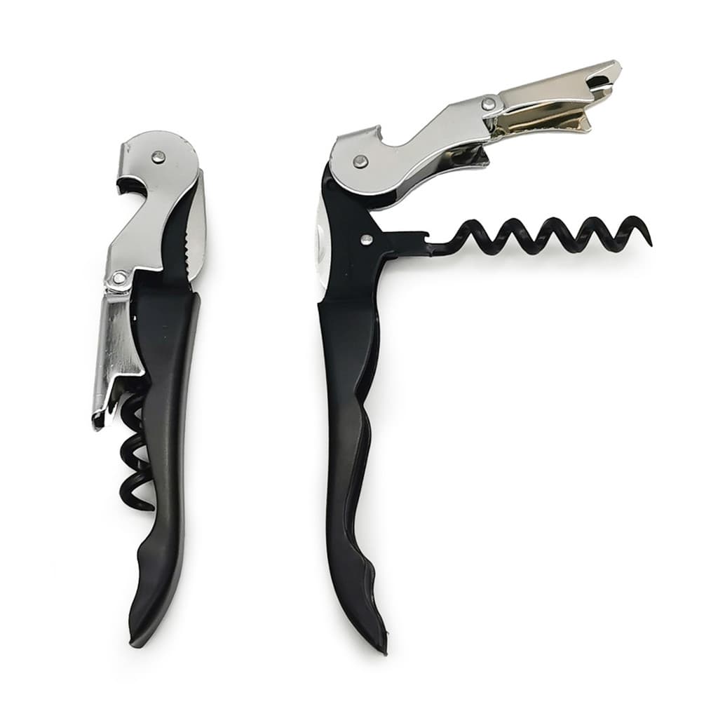 Abridor de Garrafas 12cm Simples Vinho Articulado Prático Metal Preto Saca Rolhas Mozcada