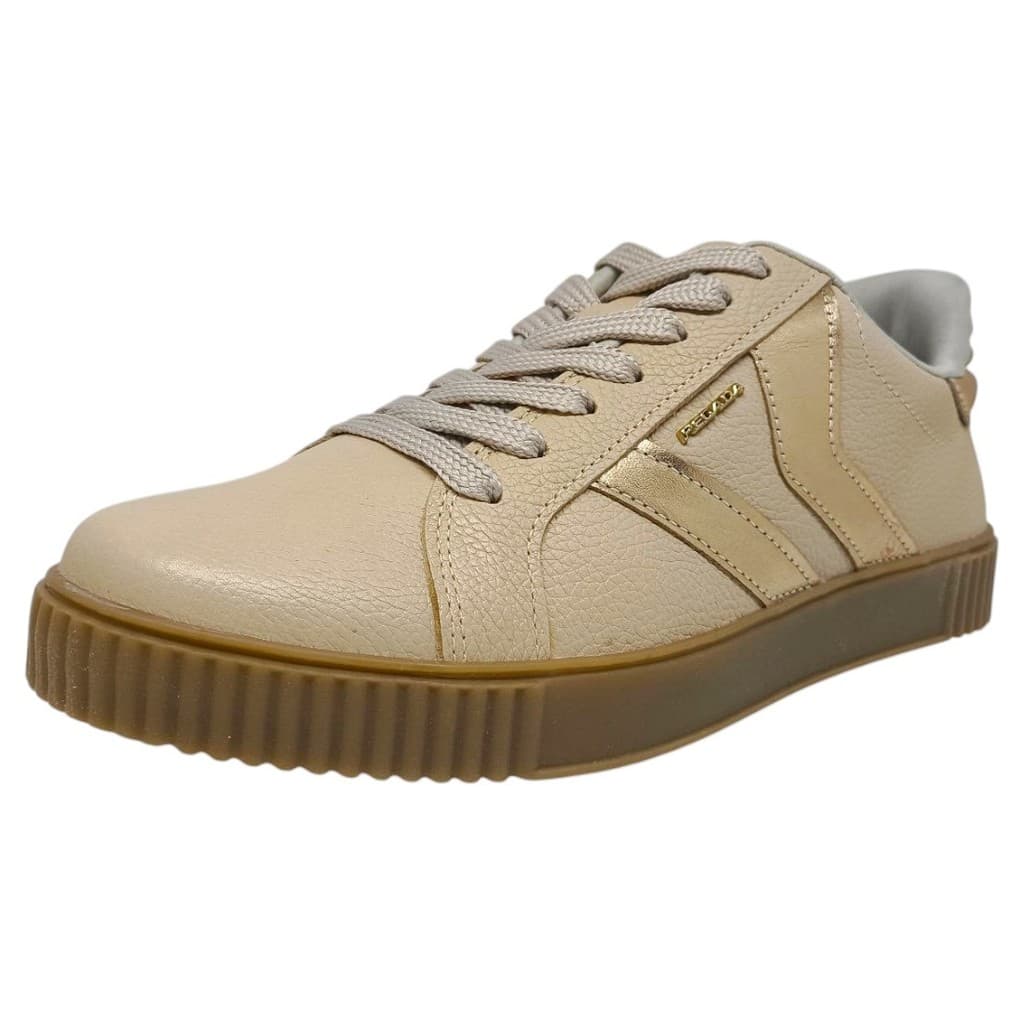 Tênis Feminino Casual em Couro Estilo Metalizado Leve Pegada