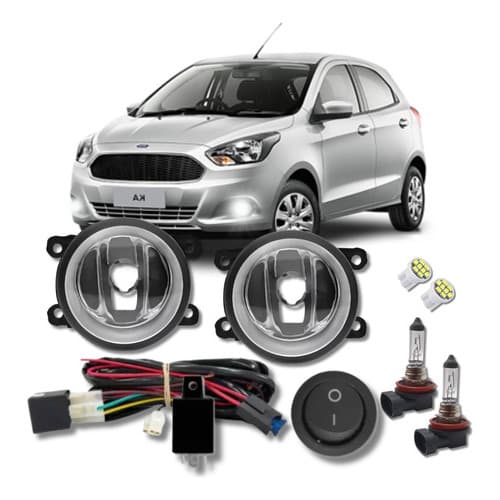 Kit Farol Milha Ford Ka 2014 2015 Ao 2019 Bt Alt + 4 Brindes