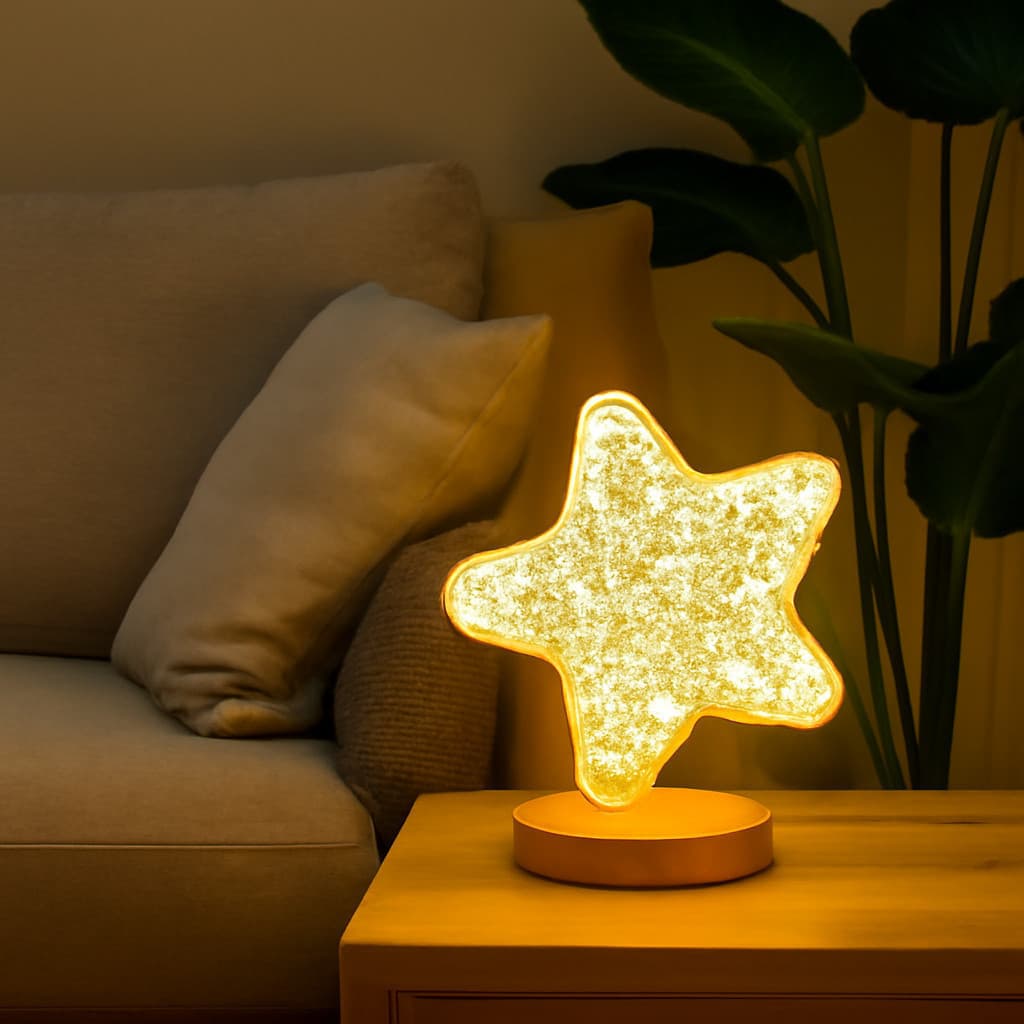 Luminária Abajur LED Cristal Presente Clarear Lanterna Casa Touch USB Decoração Luz Quarto Estrela