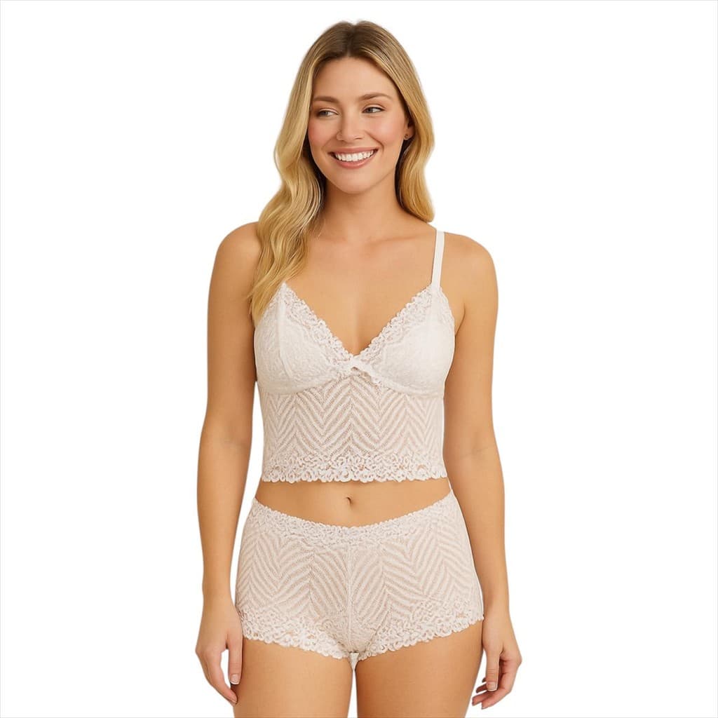 Conjunto Rendado Sem Bojo Sem Aro De Top E Caleçon Confortável Moda íntima
