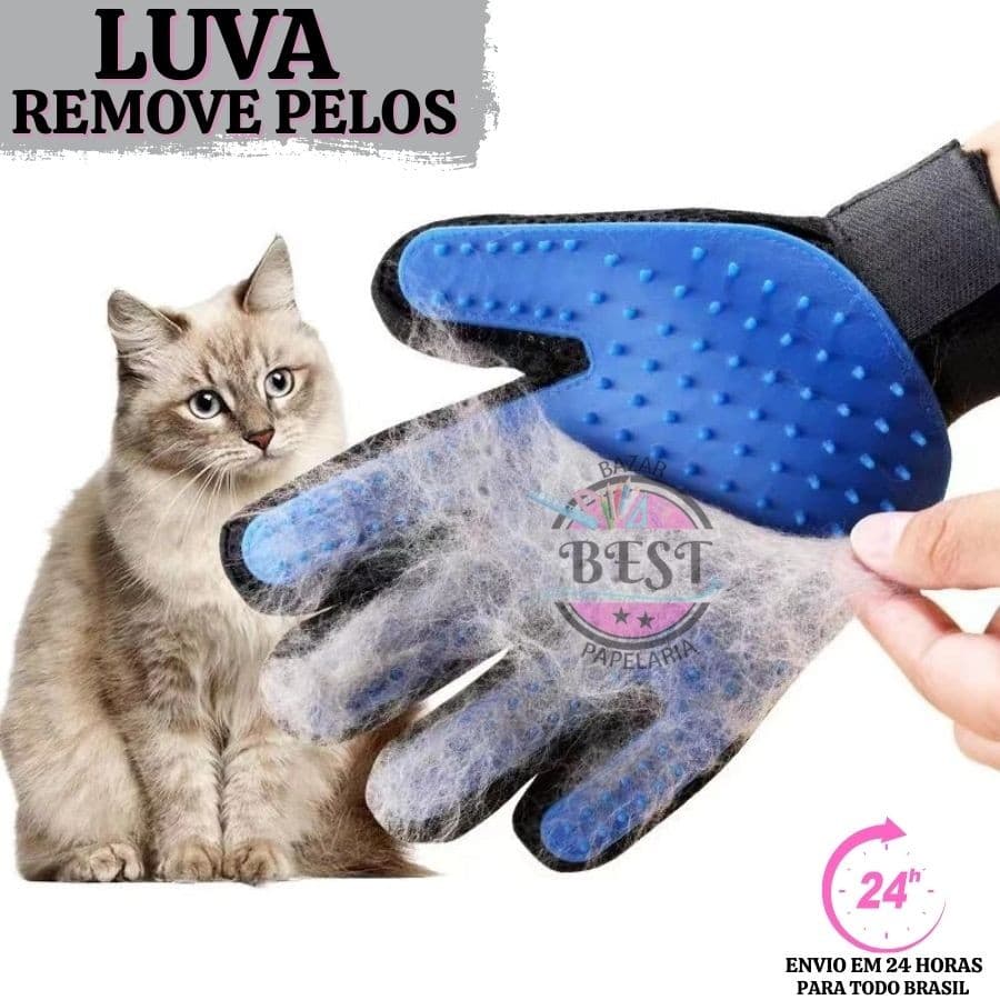 Luva Escova Nano Magnética Tira Pelos Dos Pets Cães E Gatos Luva Tira Pelos Escova Gato
