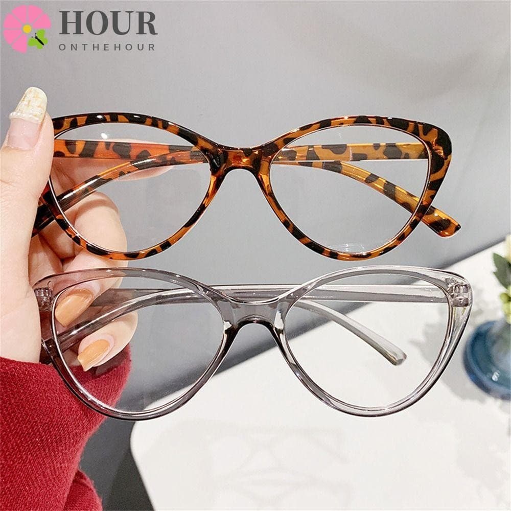 Óculos Anti-UV De Raios Azuis HOUR , Redondos De Leopardo Com Armação Grande Transparentes Para Computador Femininos