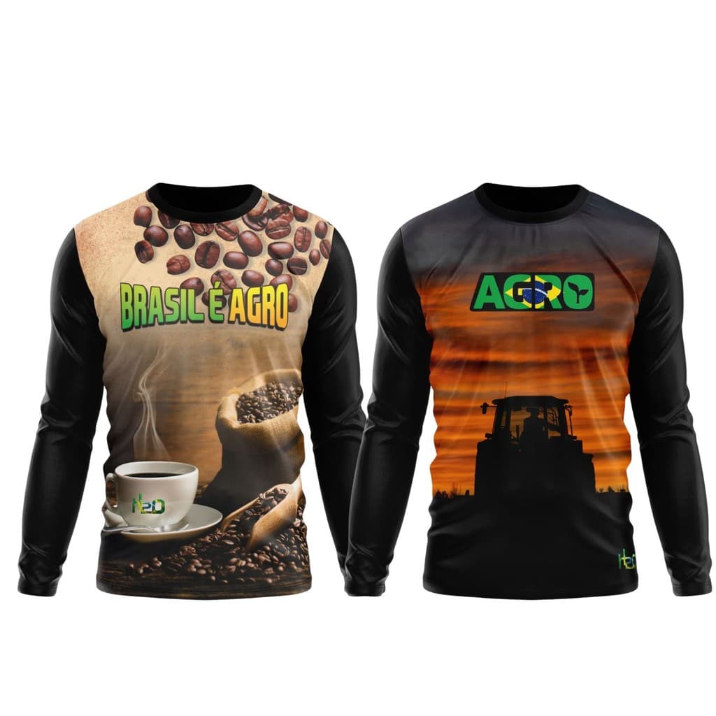 Kit 2 Camisa Manga Longa Uv Agro Café Trator Proteçao Solar