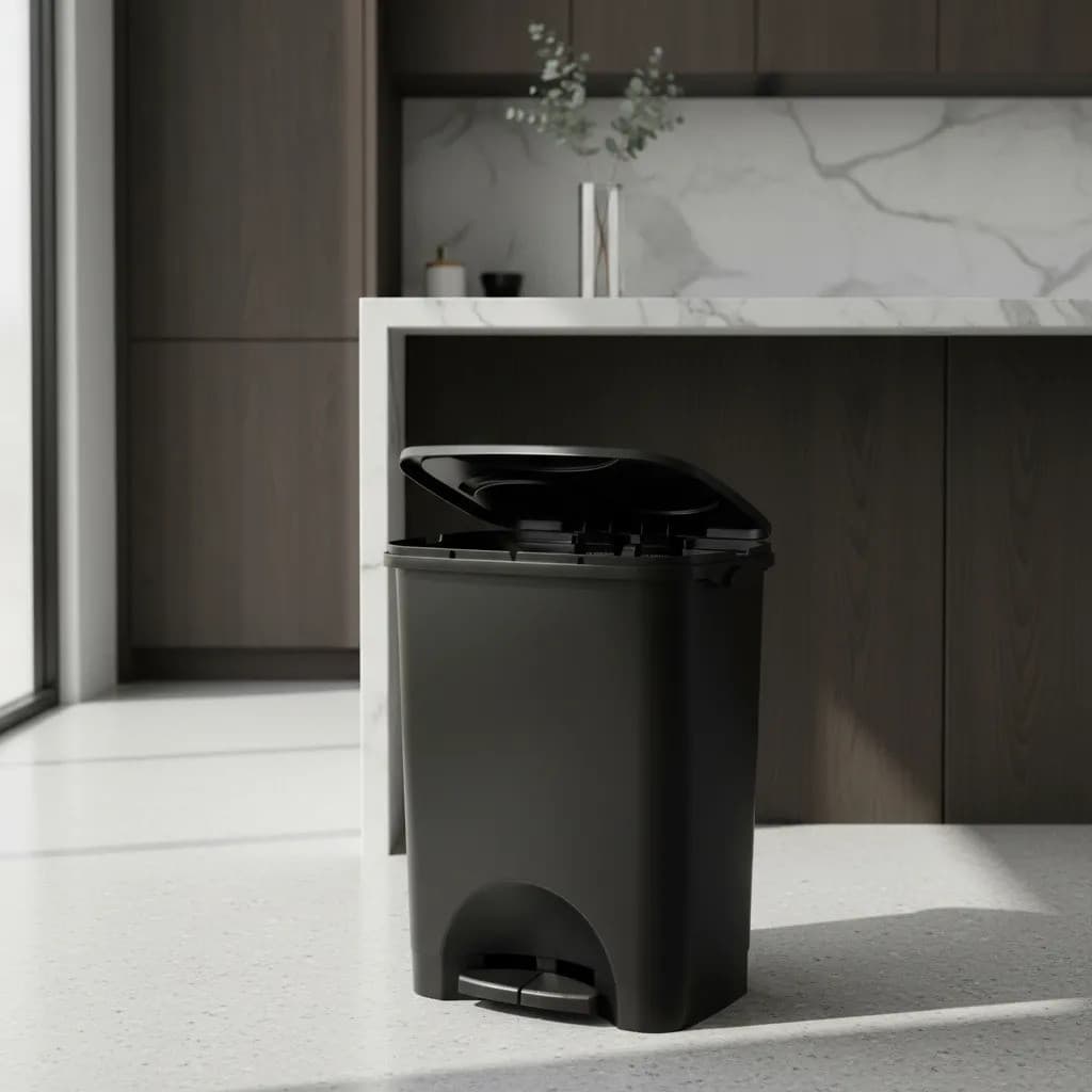 Lixeira com Tampa e Pedal 45 litros Branca ou Preta Cinza AGRAPLAST