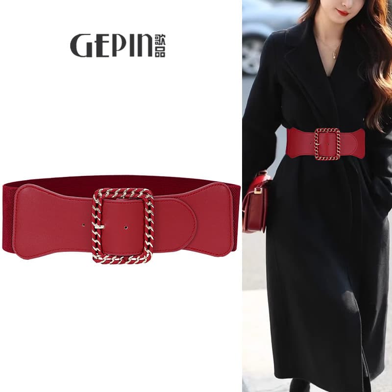 Cinto largo elástico feminino All-Match casaco com terno camisola vestido cintura estreita cinto exterior 2026 novo esti
