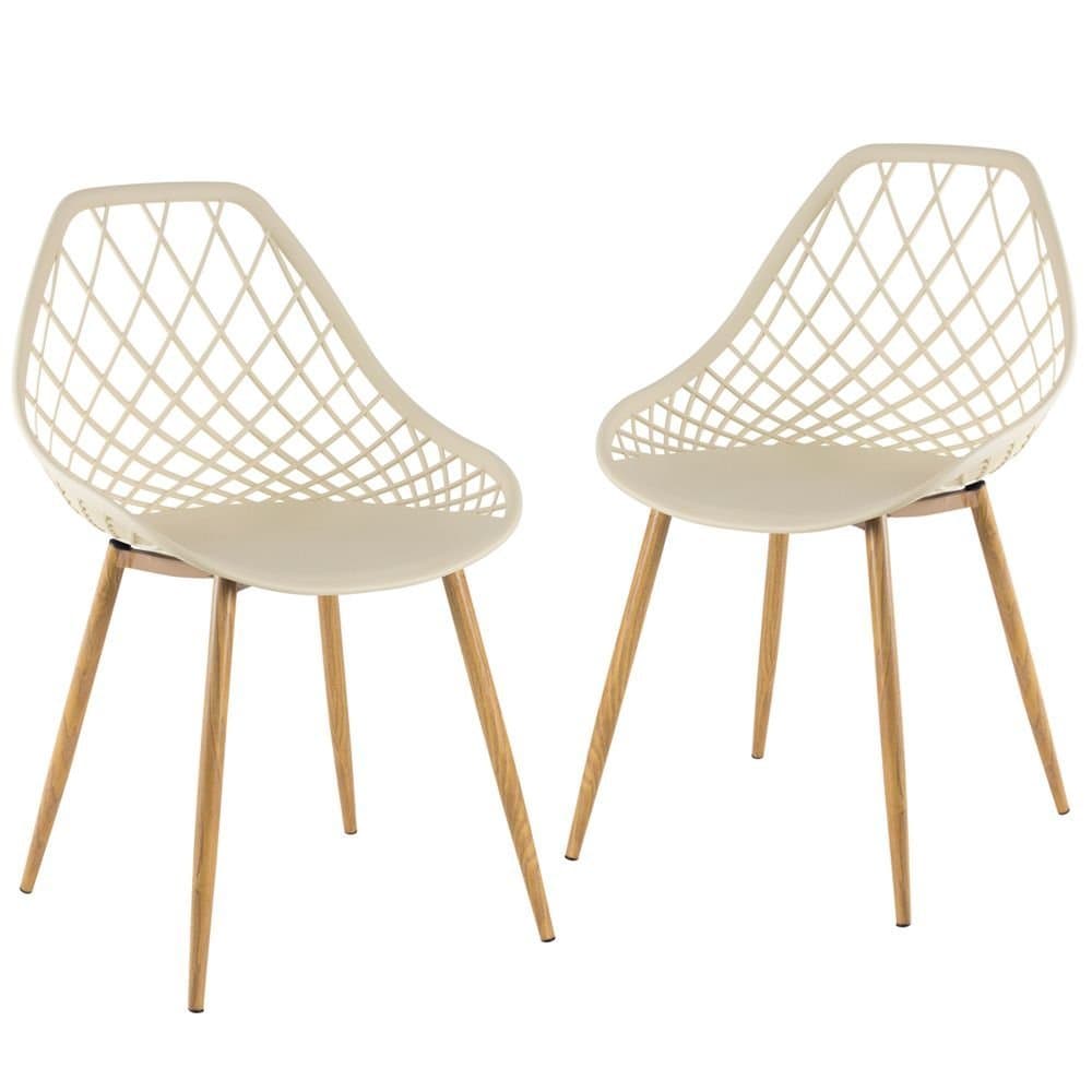 Kit 2 cadeiras de jantar Clarice Cloe com design contemporâneo – Nude