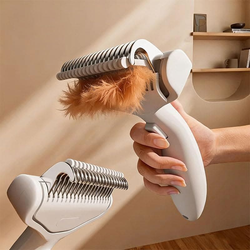 Escova de Limpeza, Escova Removedora de Pelos com Lâmina Dupla de Metal e Cabo Ergonômico, Ferramenta para Remover Nós e