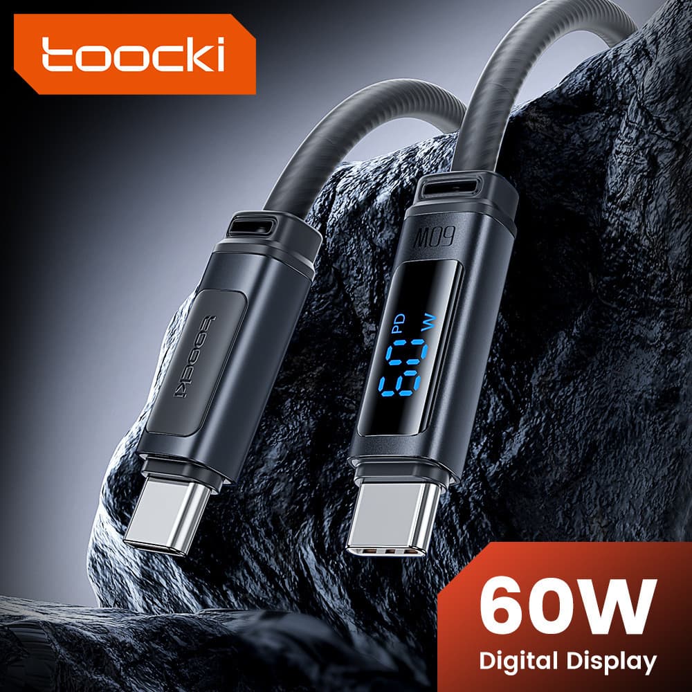 Cabo de Dados para Telefone com Display Digital de 60W Tookci, Adequado para Carregamento Rápido Apple 17, Cabo de Carre