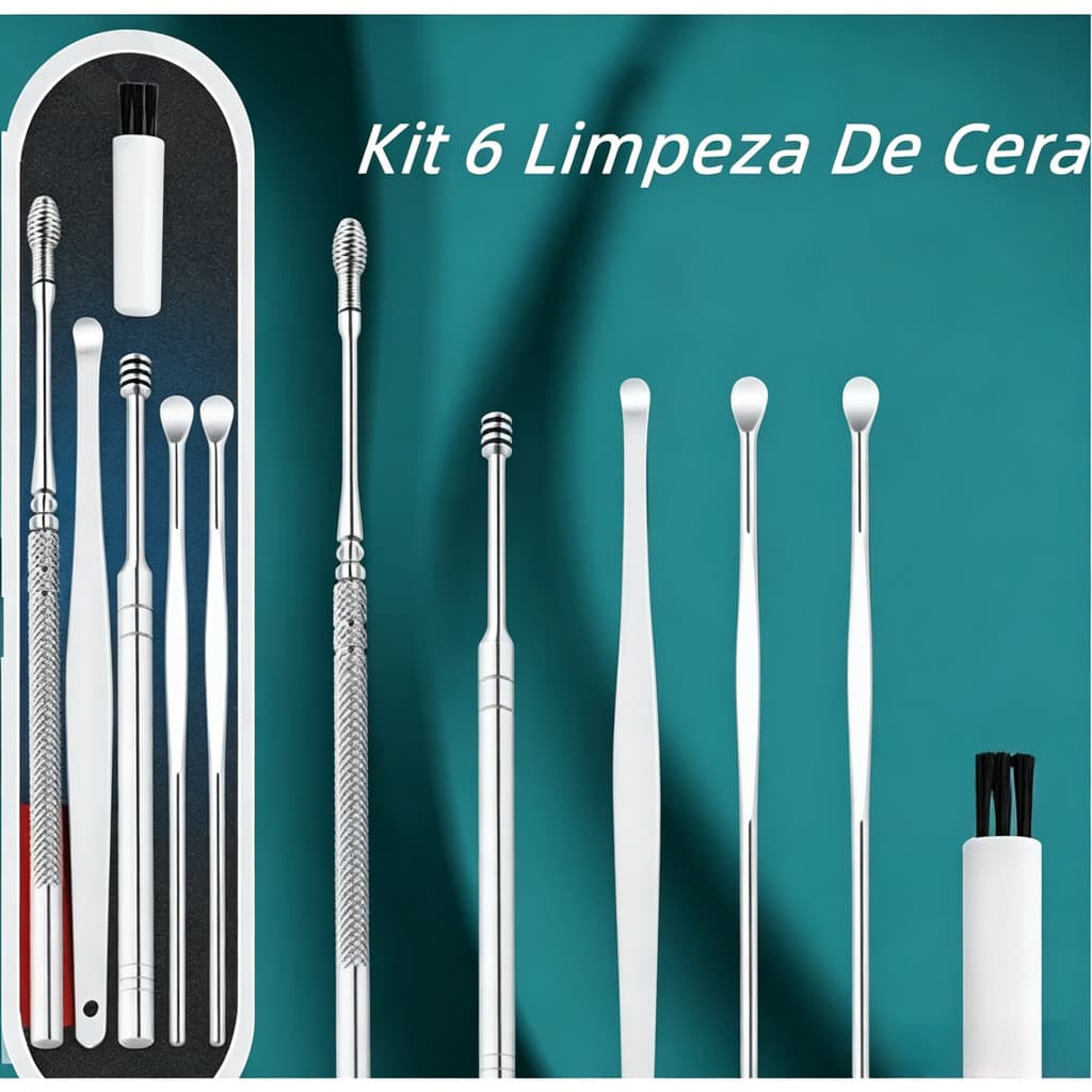 Kit 6 Limpeza De Cera, Removedor De Cera De Ouvido, Limpador De Ouvido Prata---00