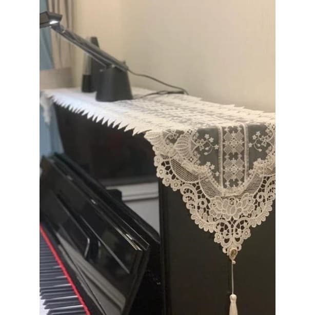 Capa de piano de renda estilo creme francês pano capa superior de piano elétrico decoração de teclado eletrônico capa An