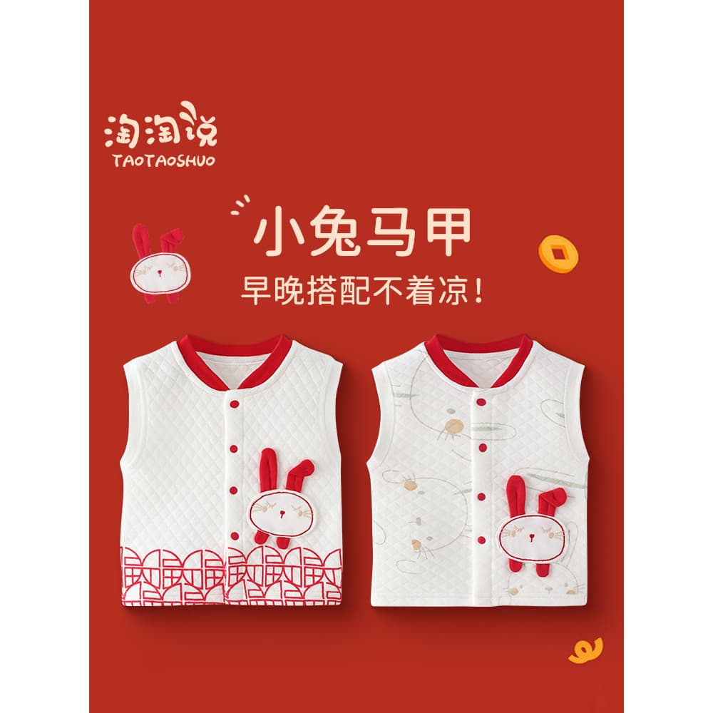 Infantil colete quente bebê outono inverno véspera de ano novo roupa interior recém-nascido colete estilo chinês colete