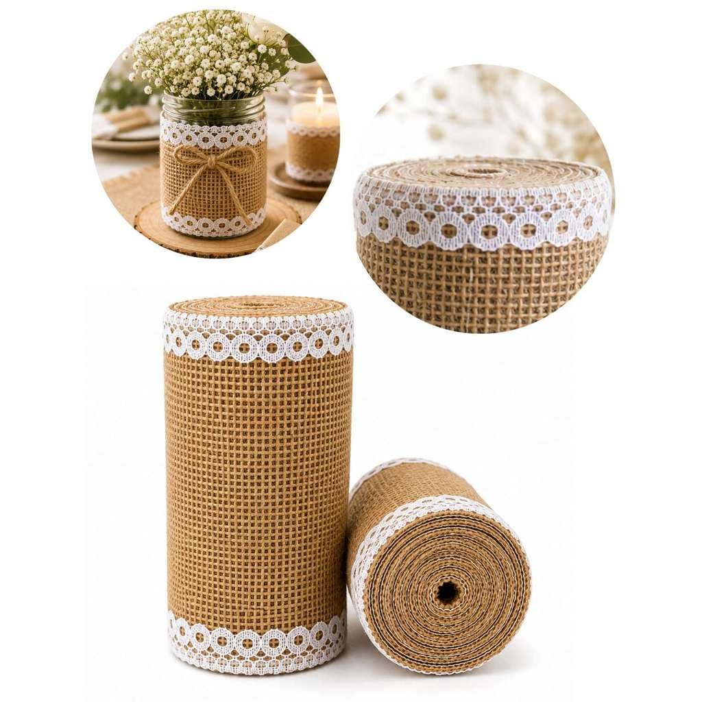 Rolo De Juta Com Renda 12cm X 1,80m Decoração Artesanato