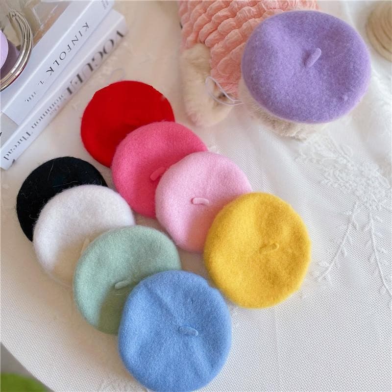 Chapéu de Lã para Animais de Estimação, Estilo Ins, Cor Sólida, Boina de Pintor para Cães e Gatos, Mini Arnês Dec DPAL