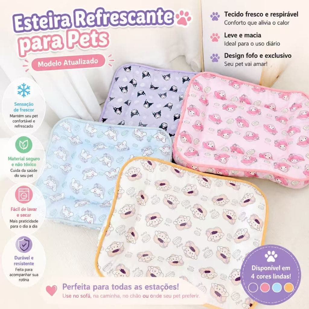 Cama Caminha Refrescante Coloridas Fofa Colchonete Macio Para Cachorros Gatos - Caminha Pet