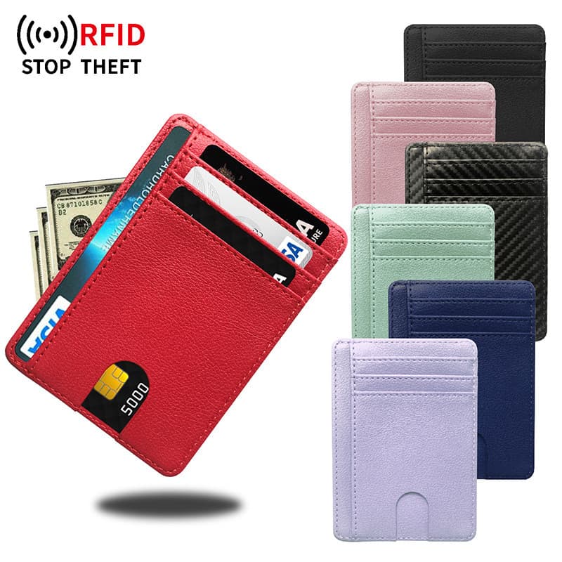 R RFID Anti-desmagnetização titular do cartão Multi-Slot para cartão titular do cartão de couro do plutônio Unisex Unive