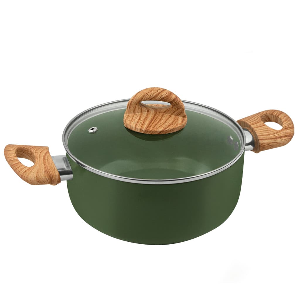Caçarola Cerâmica Antiaderente 24cm 4,5L Hercules Verde Com Tampa Pra todo tipo de fogão PA250-C24VD