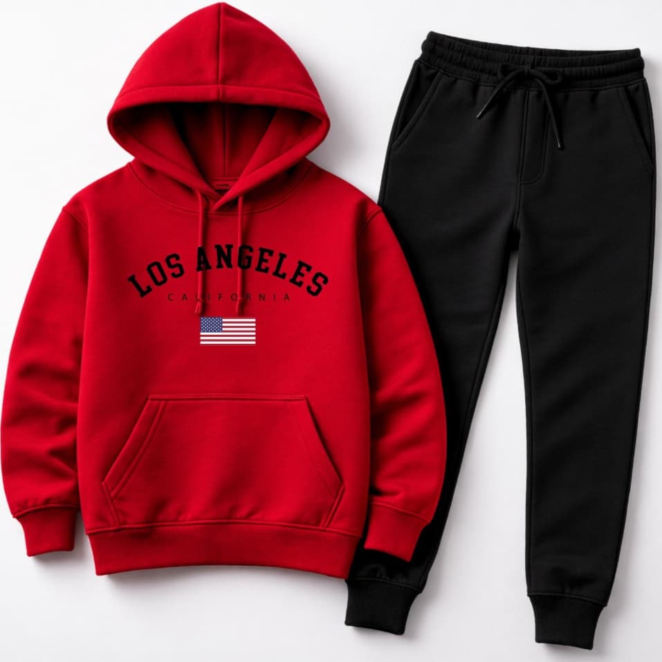 Conjunto Moletom Infantil PREMIUM Flanelado Moletom e Calça Estampado Los Angeles Quentinho Confortável