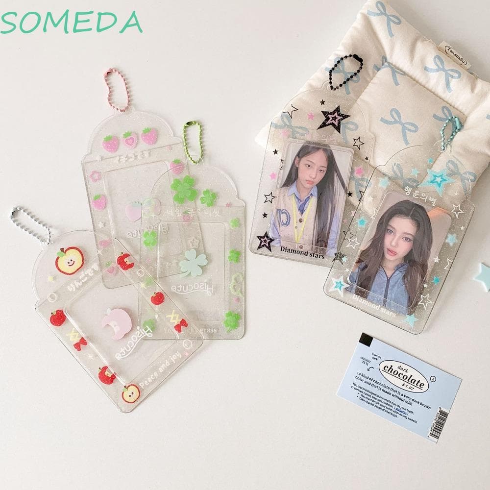 Moldura Para Cartão Fotográfico SOMEDA ID , Pingente De Chaveiro Estrela Morango Suporte Coreano , Estilo