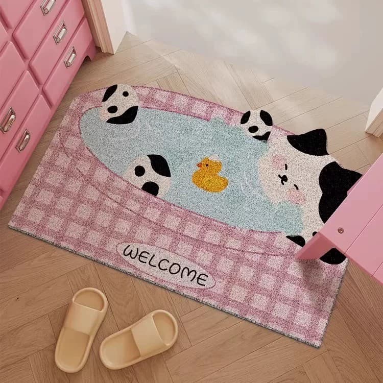 Creme gatinho tapete de porta de entrada estilo bonito varanda esteira raspagem lama esfregando solo entrada porta estei