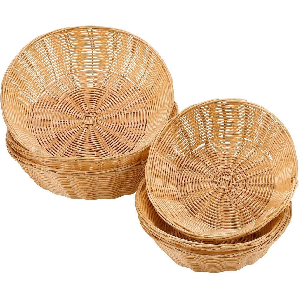 6 cestas redondas de pão tecidas, cestas de rattan, cestas de pão marrons, cestas de rattan, cestas de armazenamento, ce