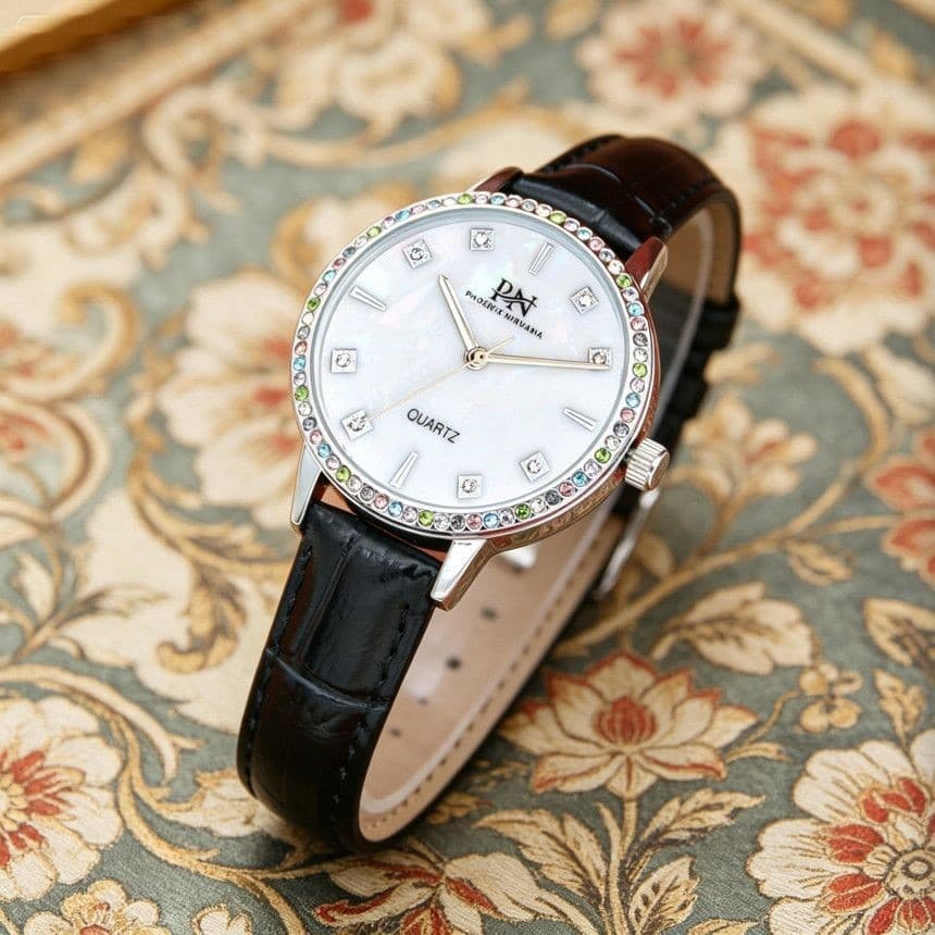 High-End romântico senhoras meninas namoradas casais pulseira de couro genuíno à prova dwaterproof água relógio de quart