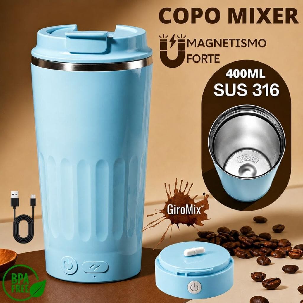 Copo Caneca Térmico Café Shake Com Misturador Automático