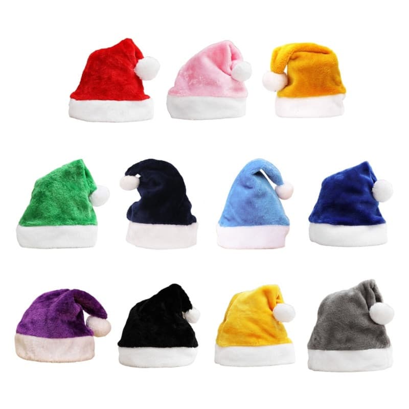 Estone Carnival Papai Noel Gorro Grosso Pompom Multicolorido Adulto Quente Veludo Chapéus Natal Para