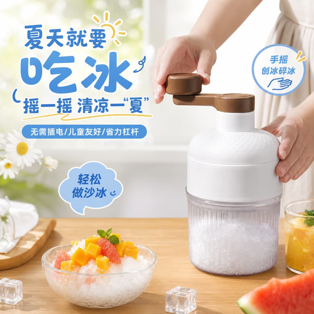 [Good Goods] Manual ice shaver for home use, small ice crusher, smoothie machine, ice crusher, hand-cranked smoothie mac
