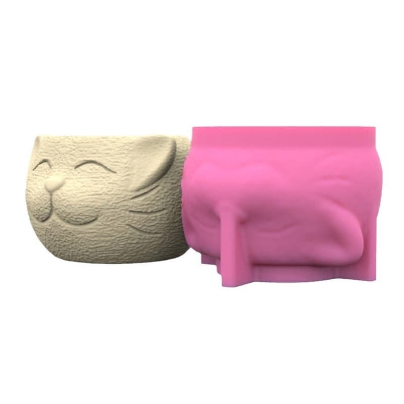 Molde De Silicone De Gato Fofo Estone Resina Epóxi Versátil Para Cinzeiros De Flores E Muito Mais
