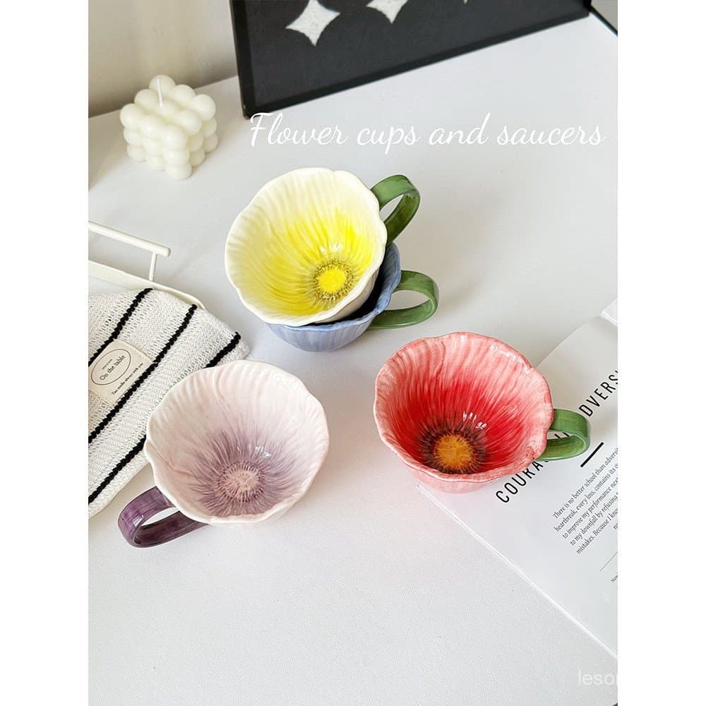 Canecas de nicho de alta qualidade para meninas, lindas canecas com decoração sob o esmalte, canecas criativas de cerâmi