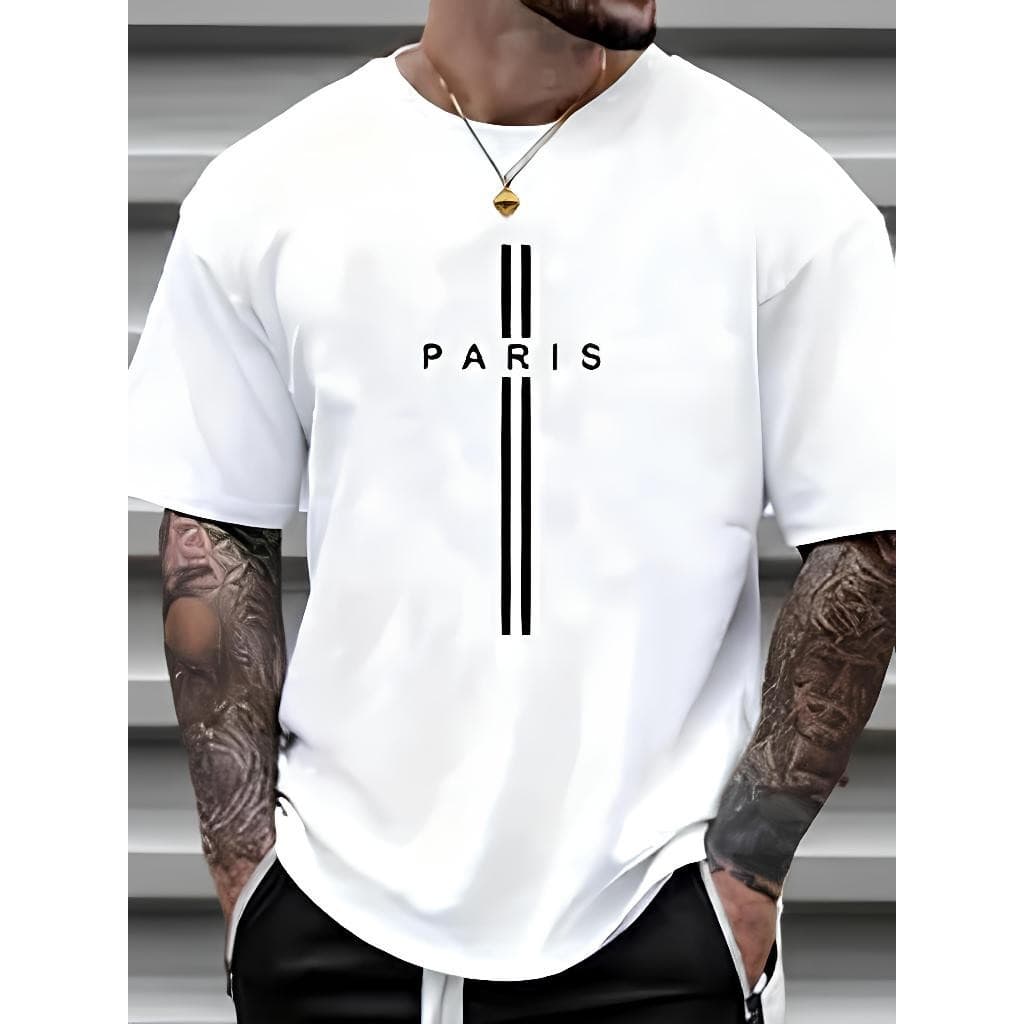 Camiseta Unissex Cruz Paris Estampa Casual 100% Algodão Alta Qualidade