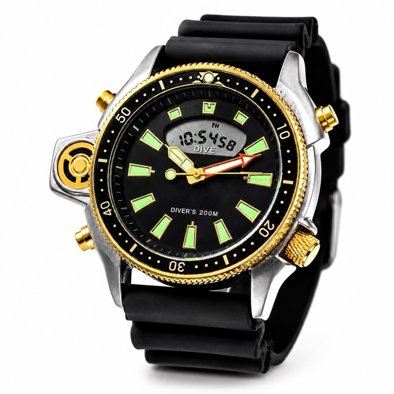 Relógio Masculino Esportivo... ..LuxoPreto..Dourado Silicone Premium