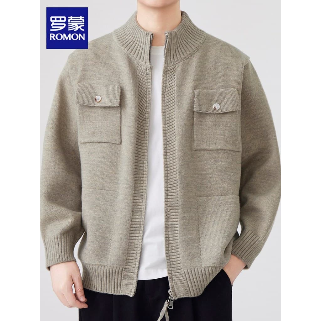 Lomon Cardigan camisola masculina primavera novo estilo americano solto gola alta camisola na moda Casual jaqueta de mal