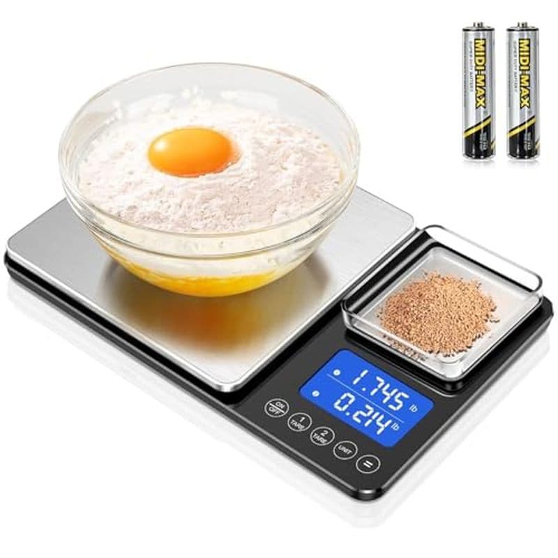 KUAIVO Balança De Cozinha Para Alimentos De Plataforma Dupla De 0.001 Onças/33 Lbs Peso Digital Gramas E , De Duas Preci