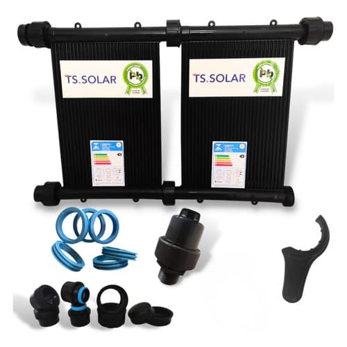 Kit Aquecimento Solar Piscina 5.500L – 7 Placas 2m TS Solar + Válvula VQV + Kit Instalação