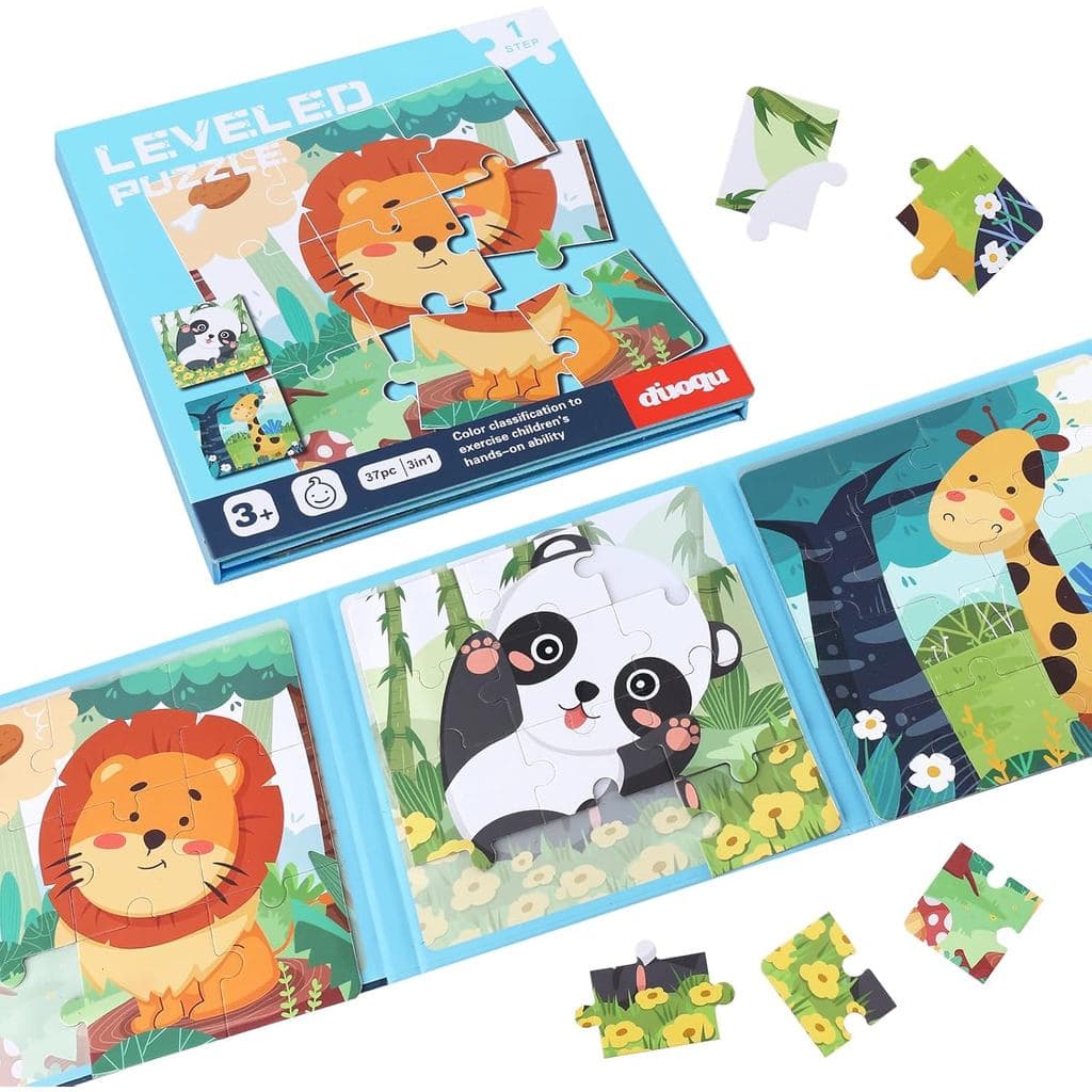 Quebra-cabeças Magnéticos para Crianças de 3 a 5 Anos, Livro de Quebra-cabeças Magnéticos 3 em 1 com Animais para Crianç