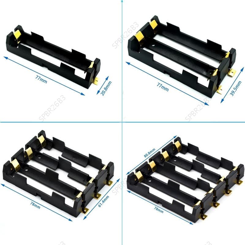 2 Pçs 18650 Bateria SMT 1X 2X 3X 4X Porta solt Titular SMD Caixa De Armazenamento Recipiente Banco Potência Bronze Pinos
