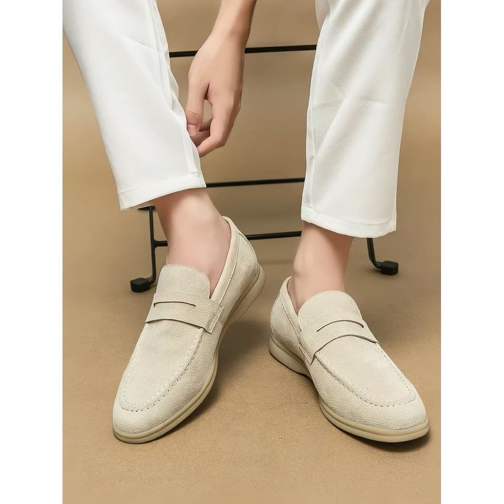 2026 verão novo estilo preguiçoso deslizamento-em ervilhas sapatos masculinos tendão de carne sola negócios Casual condu