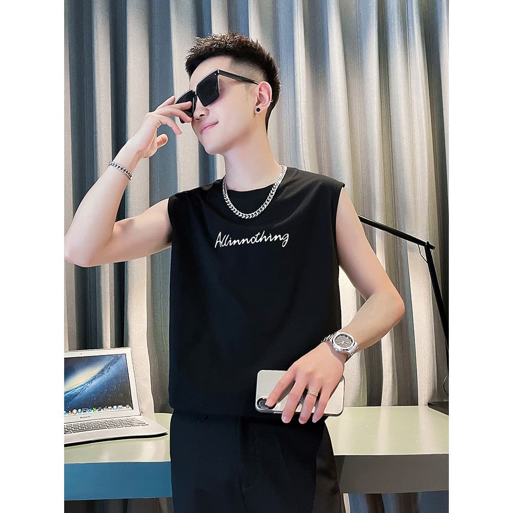 Masculino Casual esportes colete Street Wear bonito sem mangas camiseta roupas masculinas 2024 novo estilo roupas verão